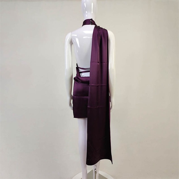 Purple satin (stretchy) sz 6 - Picture 3 of 7